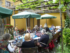 Marie Wallin and her watermill knitting group in Tuscany