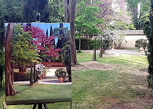 Painting by Tom Byrne a Tutor at the watermill in Italy
