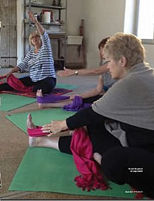 Claire's yoga group at the watermill in Tuscany, Italy