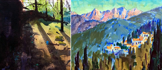 Paintings by two of the watermill in Tuscany's painting tutors
