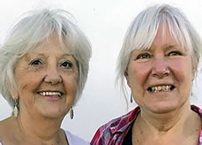 Bev Wells and Tina Brace at the watermill in Italy