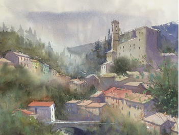 Painting by Keiko Tanabe a tutor at the watermill in Italy