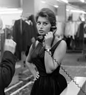 Sophia Loren on the phone
