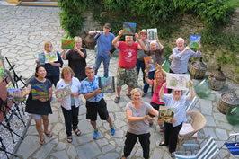 Maggie's painting group at the watermill in Italy