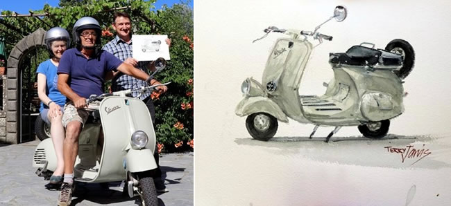 Flavio's vespa tours at the watermill in Italy