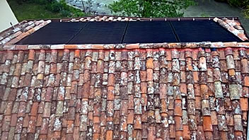 Solar panels on the watermill's roof