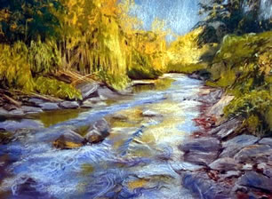 Painting by Anne-Marie Furze at the watermill