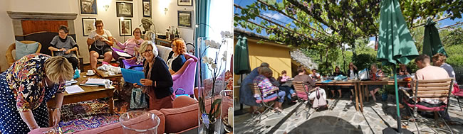 Knitting groups at the watermill in Tuscany