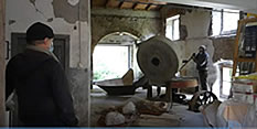 Moving the millstone at the watermill - video