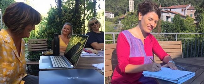 Jo's writing girls at the watermill in Italy