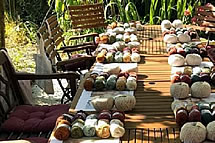 Supplied yarn at the Watermill knitting course