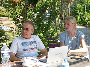Writing group at the watermill in Italy