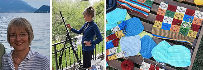 Painting and Knitting at the Watermill, Italy