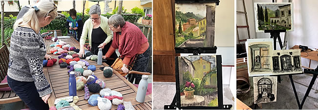 Knitting and Painting at the Watermill in Tuscany, Italy