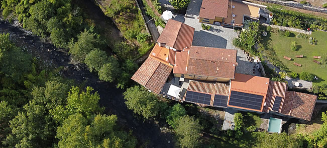 Photovoltaic panels at the Watermill in Tuscany, Italy