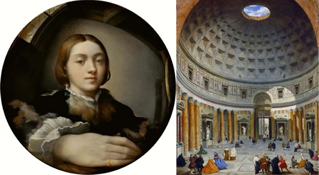 Paintings by Parmigianino and Panini