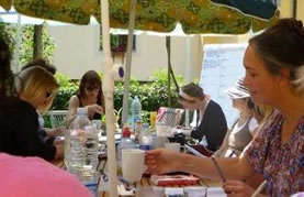 Writing group at the watermill in Italy