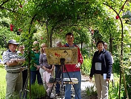 Terry and his painting group at the watermill in Tuscany