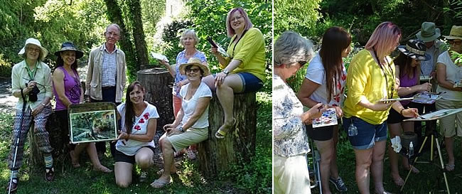 Sandra's group at the watermill in Tuscany