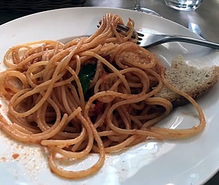 Symbolic spaghetti at the watermill in Tuscany