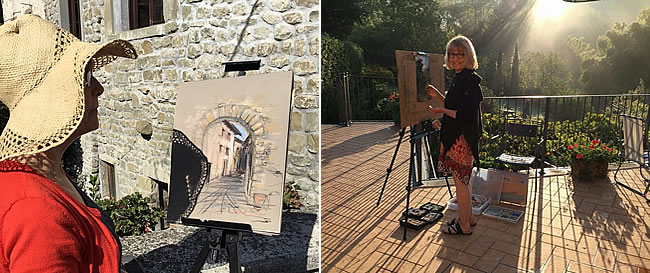 Painting on a watermill holiday in Italy