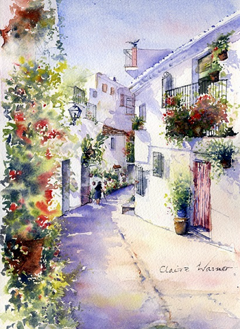 Painting by Claire Warner a tutor at the watermill in Italy