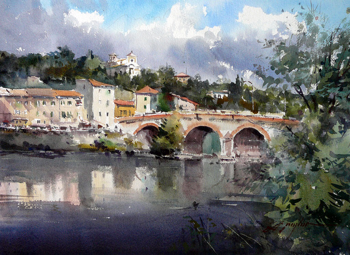 Painting by David Taylor a tutor at the watermill in Italy