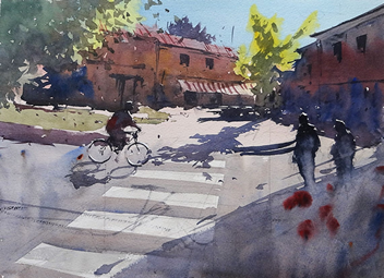 Painting by Tim Wilmot a tutor at the watermill in Italy