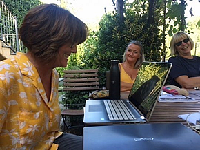 Jo's writting group at the Watermill in Tuscany, Italy